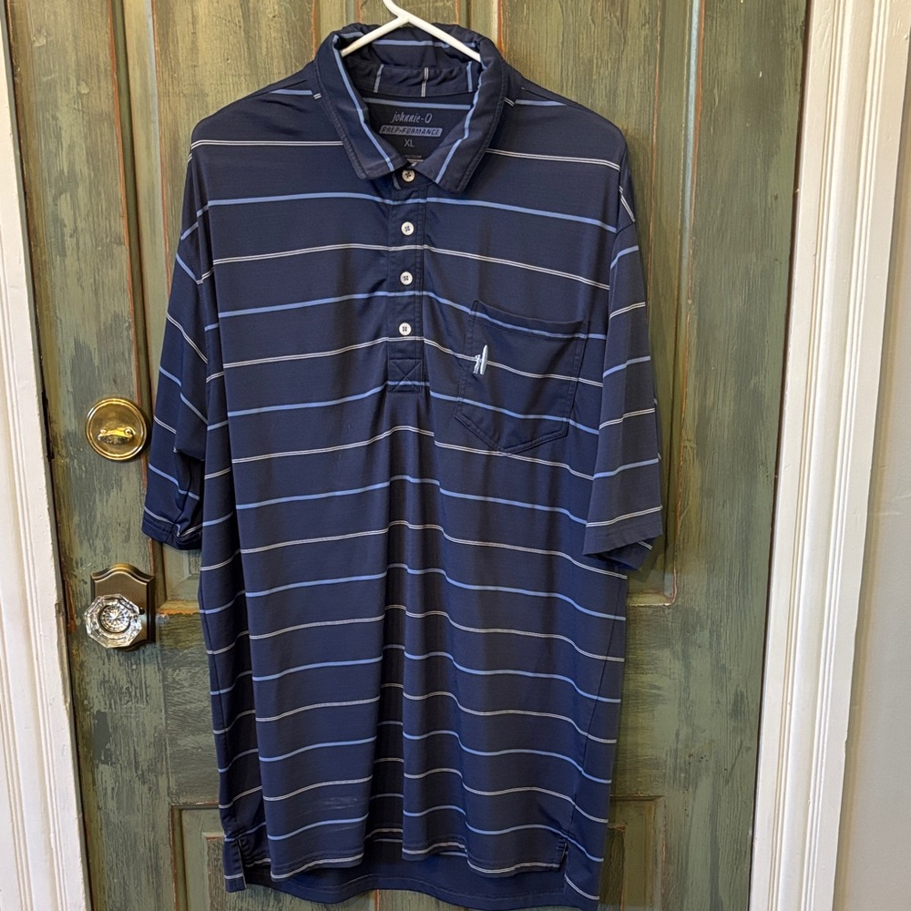johnnie-O Men's Blue Striped Polo Shirt